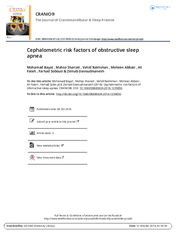 (PDF) Cephalometric risk factors of obstructive sleep apnea