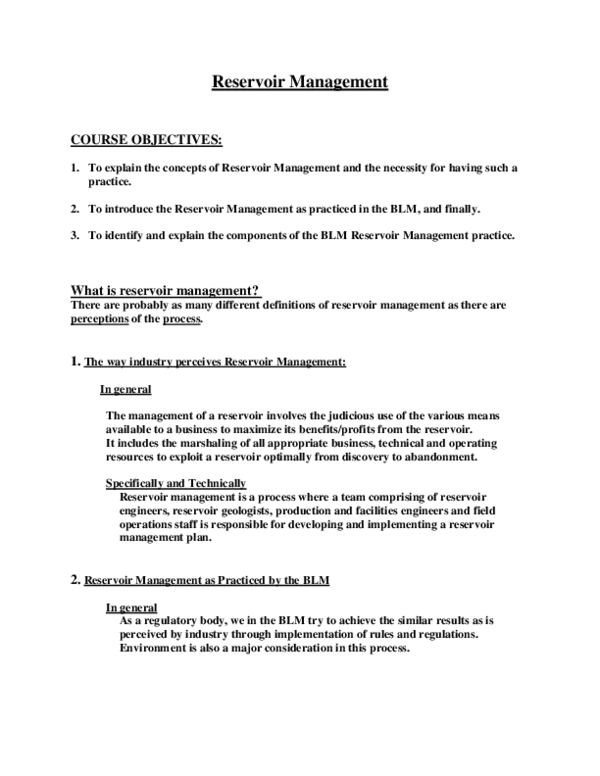 (PDF) What Is Reservoir Management? Ganesh Thakur Academia.edu
