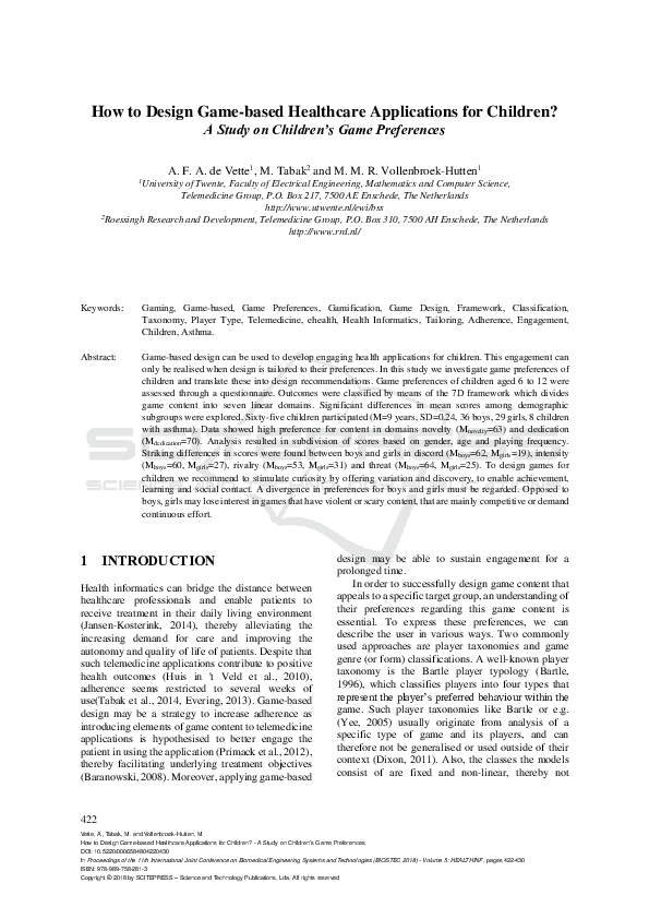 (PDF) How to Design Game-based Healthcare Applications for Children ...