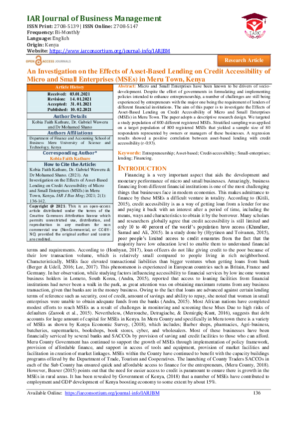 (PDF) An Investigation on the Effects of Asset-Based Lending on Credit ...