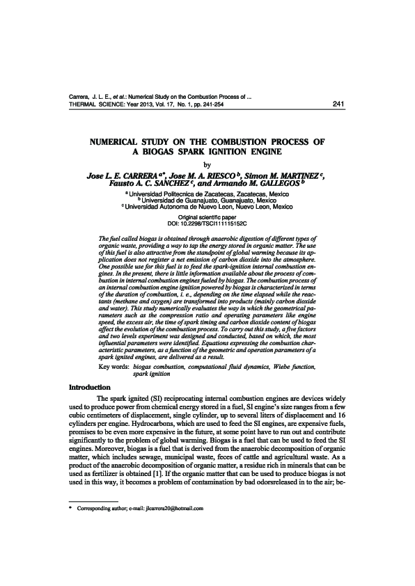 (PDF) Numerical study on the combustion process of a biogas spark ...
