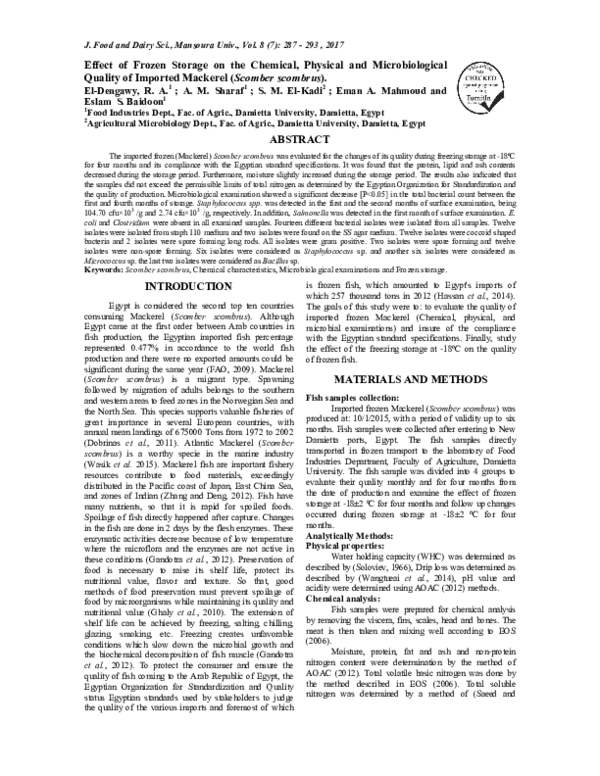 (PDF) Effect of Frozen Storage on the Chemical, Physical and ...