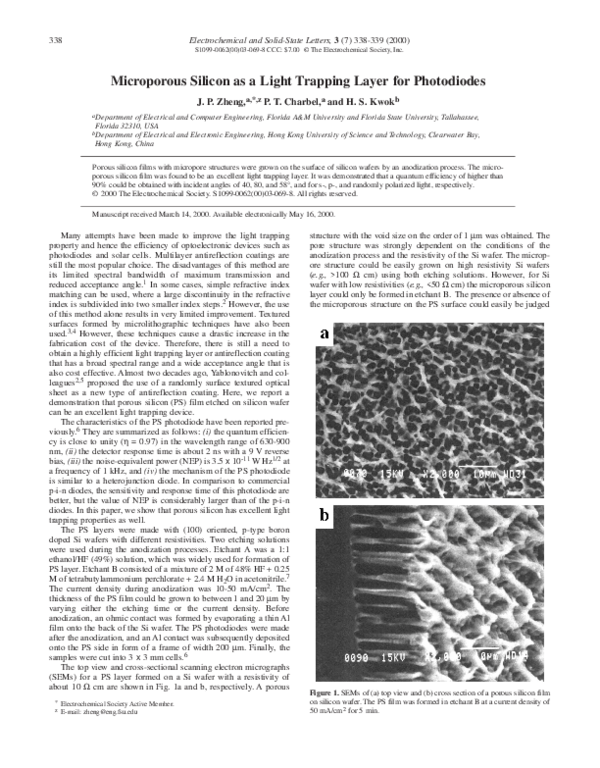 (PDF) Microporous Silicon as a Light Trapping Layer for Photodiodes