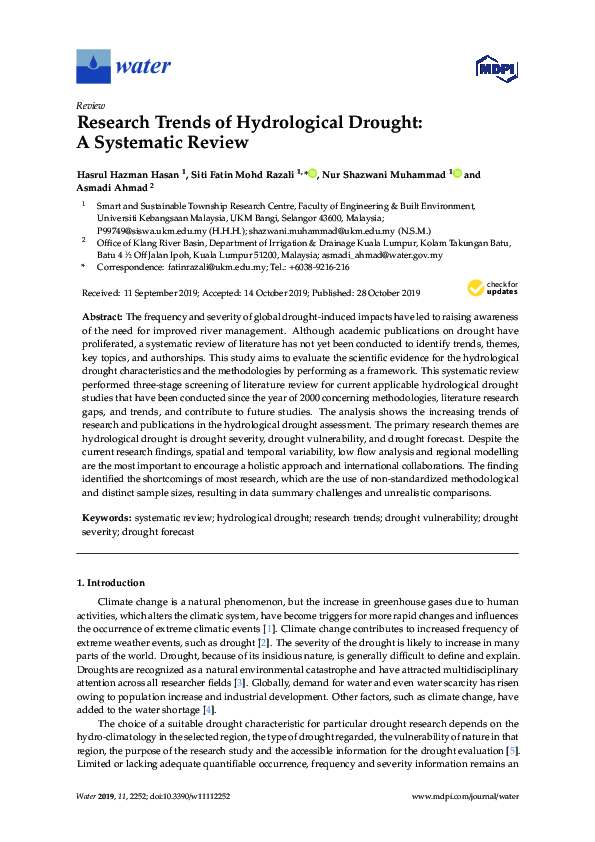 (PDF) Research Trends of Hydrological Drought: A Systematic Review