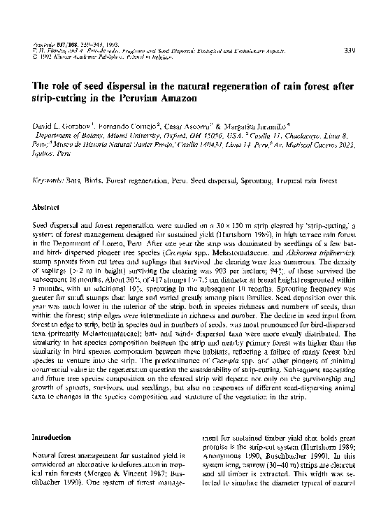 (PDF) The role of seed dispersal in the natural regeneration of rain ...