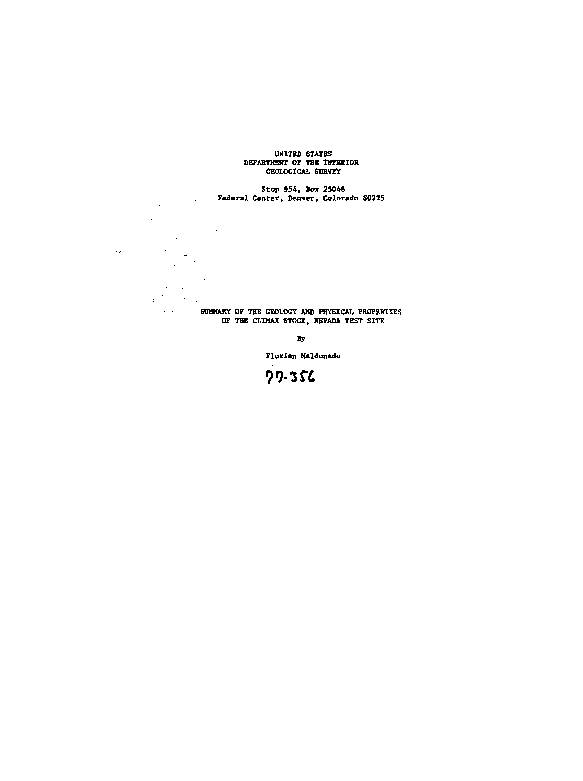 (PDF) Summary of the geology and physical properties of the Climax Stock, Nevada Test Site