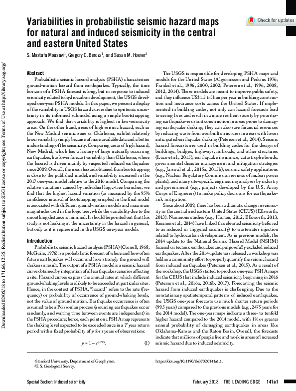 (PDF) Variabilities in probabilistic seismic hazard maps for natural ...
