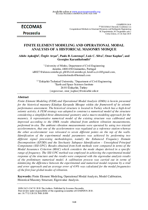 (PDF) Finite Element Modeling and Operational Modal Analysis of a ...