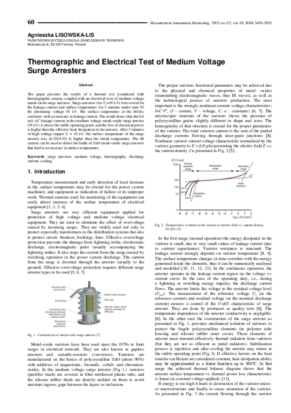 (PDF) Thermographic and Electrical Test of Medium Voltage Surge Arresters