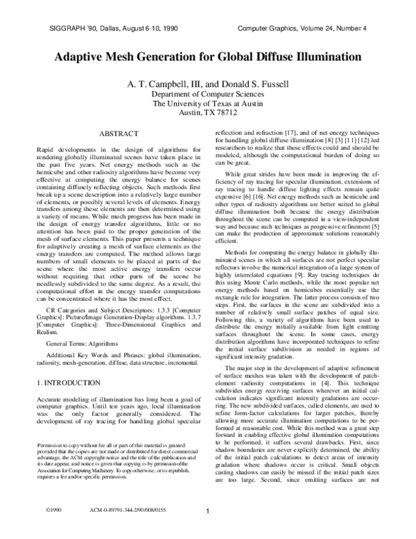 (PDF) Adaptive mesh generation for global diffuse illumination