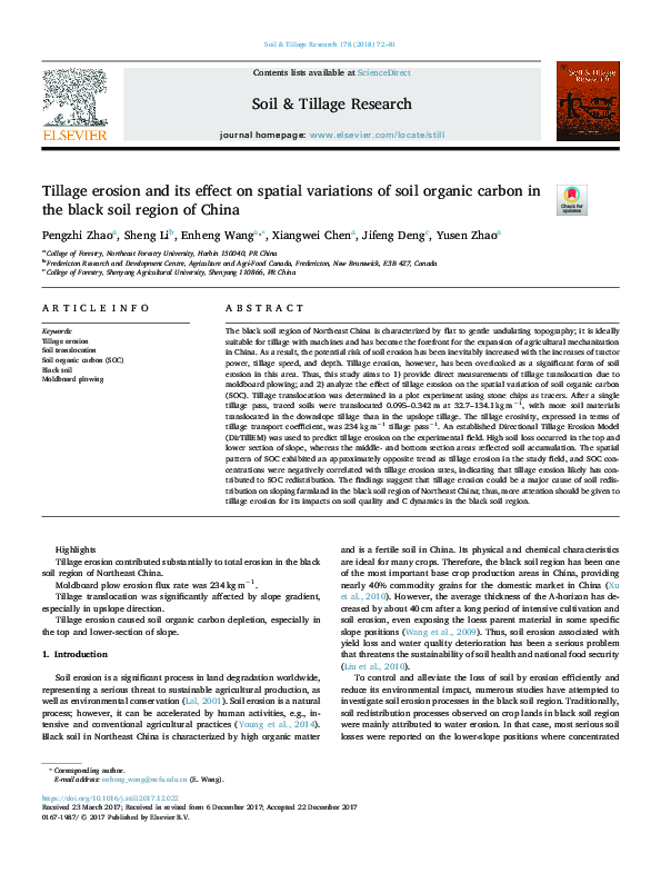 (PDF) Tillage erosion and its effect on spatial variations of soil ...