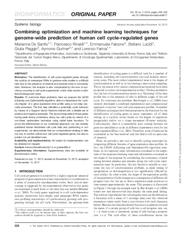 (PDF) Combining optimization and machine learning techniques for genome ...