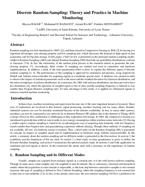 (PDF) Discrete random sampling: Theory and practice in machine monitoring