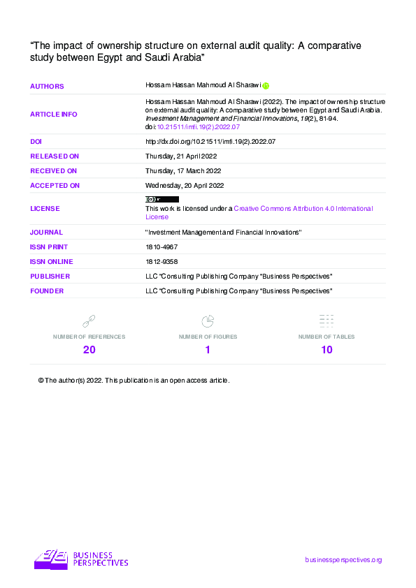 (PDF) The impact of ownership structure on external audit quality: A ...