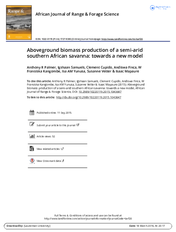 (PDF) Aboveground biomass production of a semi-arid southern African ...