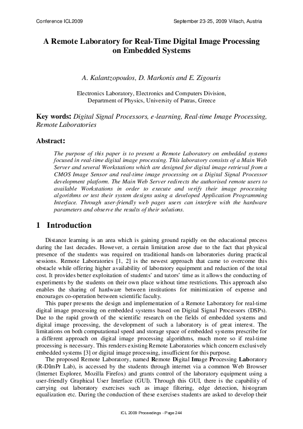 (PDF) A Remote Laboratory for Real-Time Digital Image Processing on ...