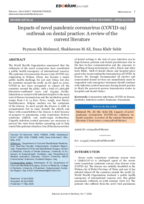 (PDF) Impacts of novel pandemic coronavirus (COVID-19) outbreak on ...