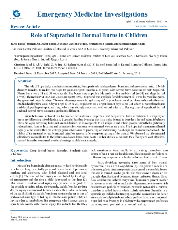 (PDF) Role of Suprathel in Dermal Burns in Children
