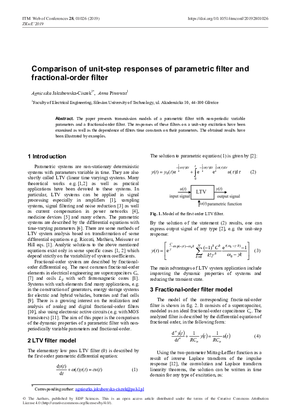 (PDF) Comparison of unit-step responses of parametric filter and ...