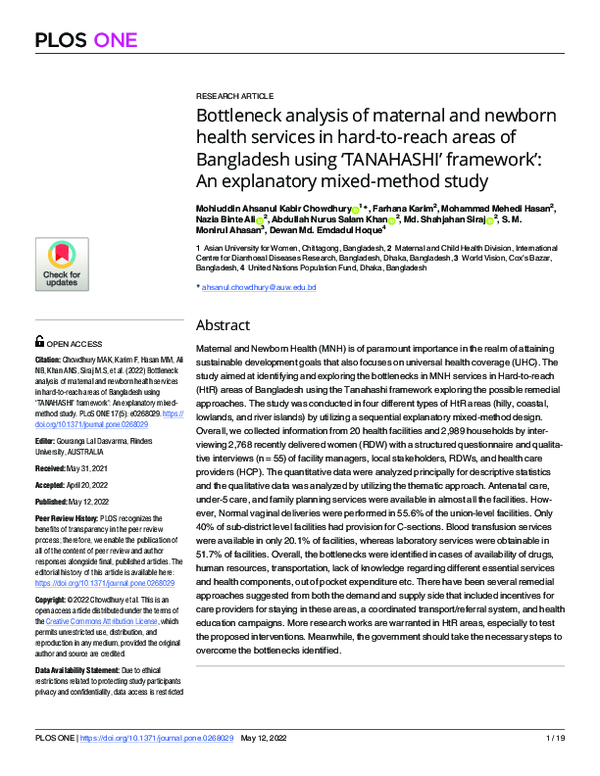  pdf bottleneck analysis of maternal and newborn health services in