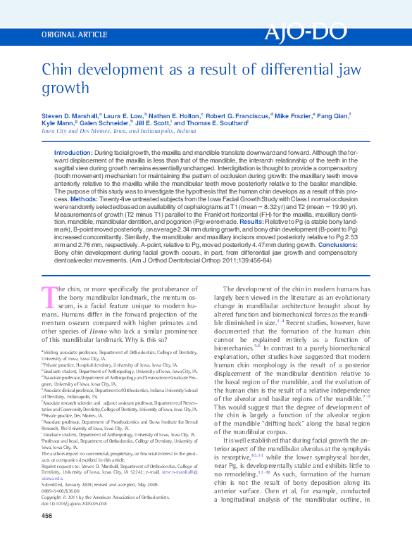 (PDF) Chin development as a result of differential jaw growth Jill
