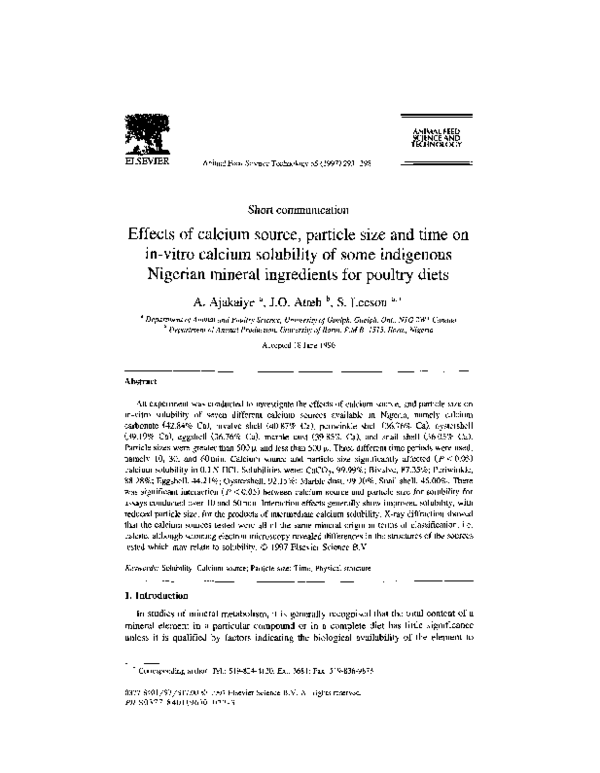 (PDF) Effects of calcium source, particle size and time on in-vitro ...