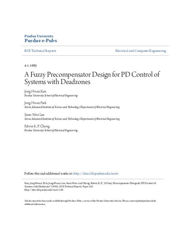 (PDF) A Fuzzy Precompensator Design for PD Control of Systems with ...