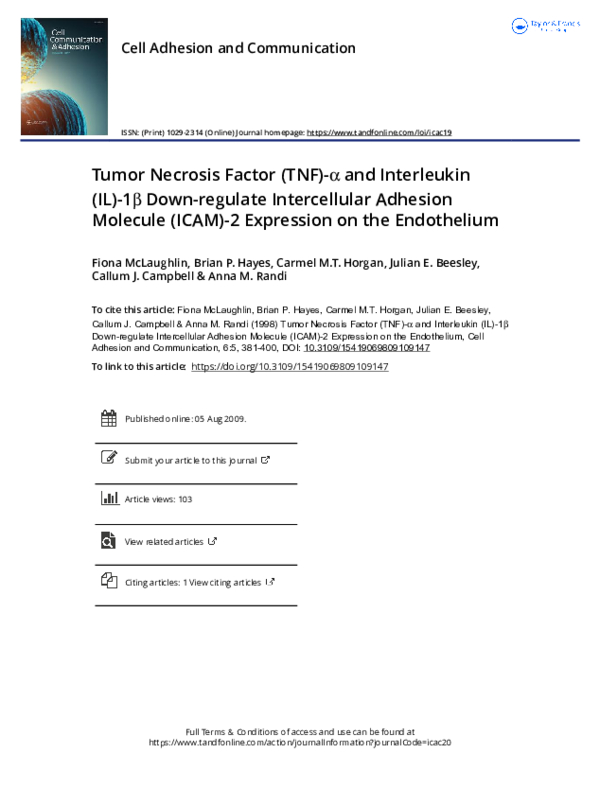 (PDF) Tumor Necrosis Factor (TNF)-α and Interleukin (IL)-1β Down ...