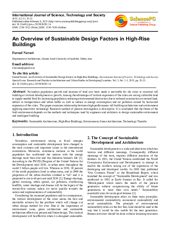 (PDF) An Overview of Sustainable Design Factors in High-Rise Buildings