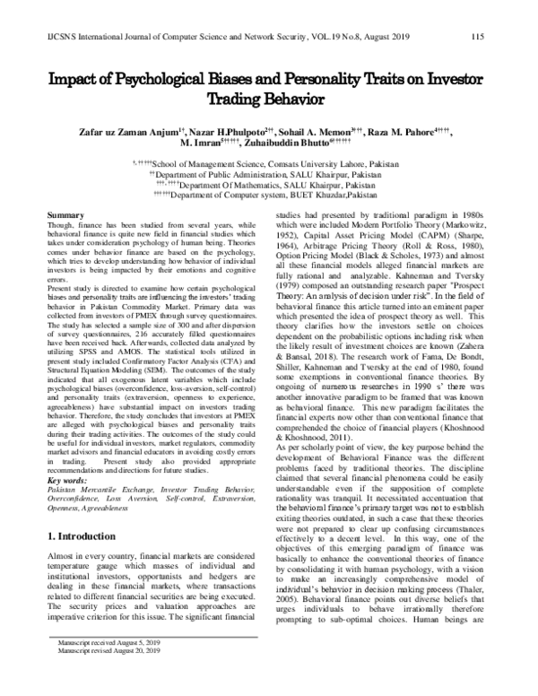 (PDF) Impact of Psychological Biases and Personality Traits on Investor ...