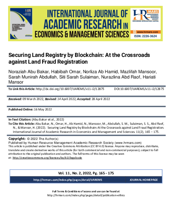 (PDF) Securing Land Registry by Blockchain: At the Crossroads against ...