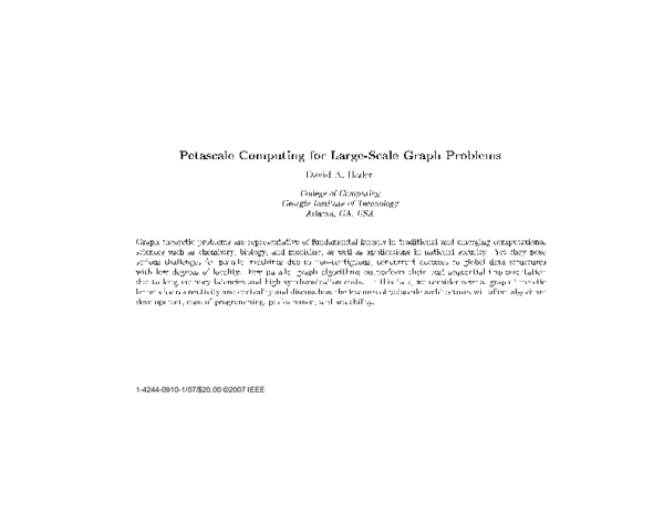 (PDF) Petascale Computing for Large-Scale Graph Problems