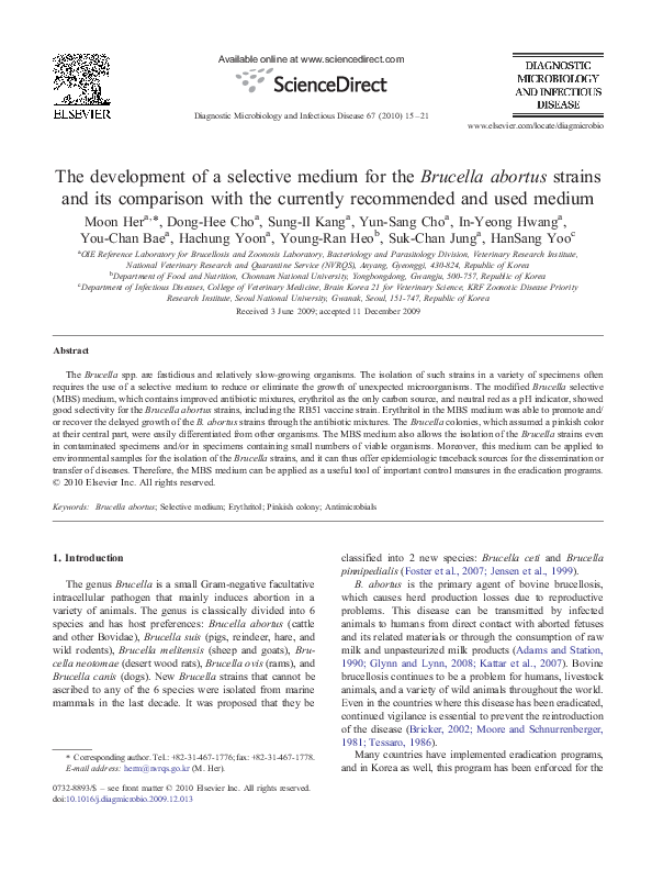 (PDF) The development of a selective medium for the Brucella abortus ...