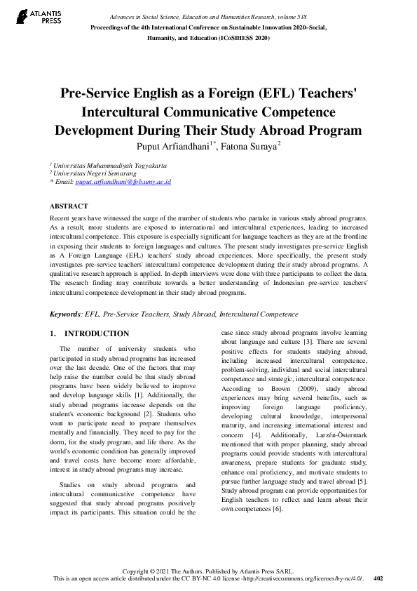 (PDF) Pre-Service English as a Foreign (EFL) Teachers’ Intercultural ...