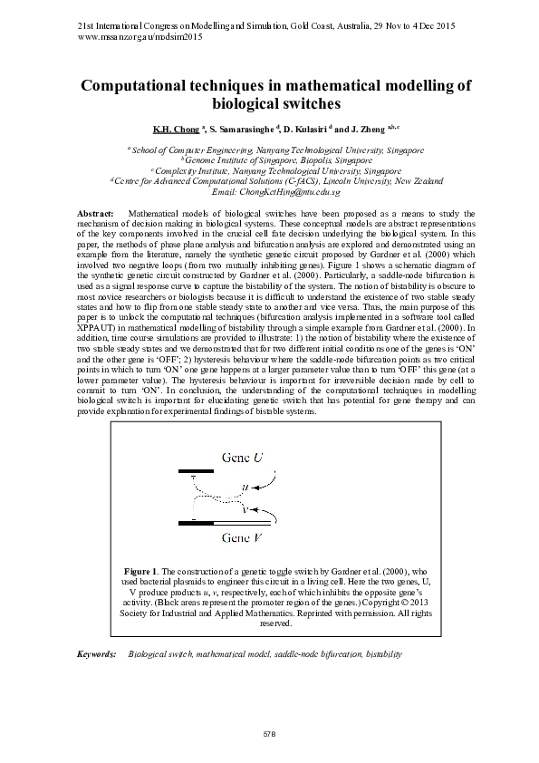 (PDF) Computational techniques in mathematical modelling of biological ...