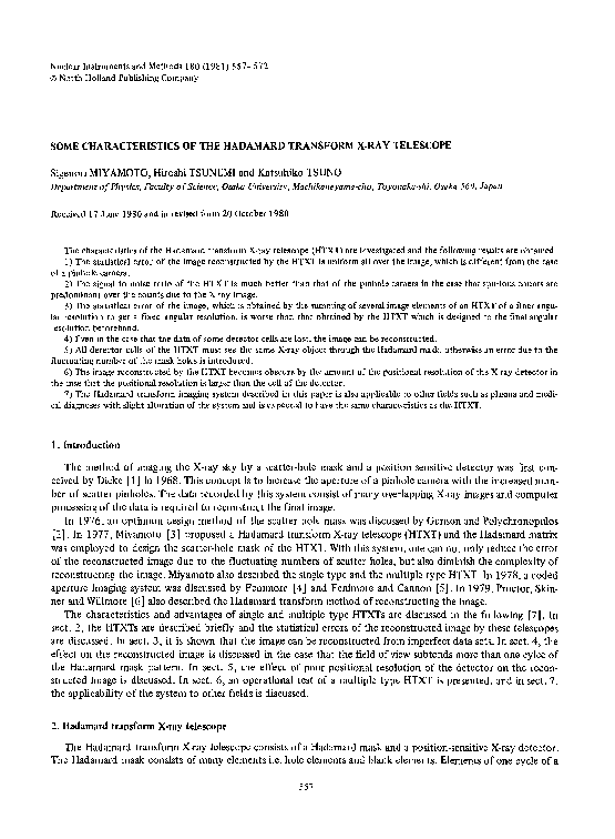 (PDF) Some characteristics of the Hadamard transform X-ray telescope