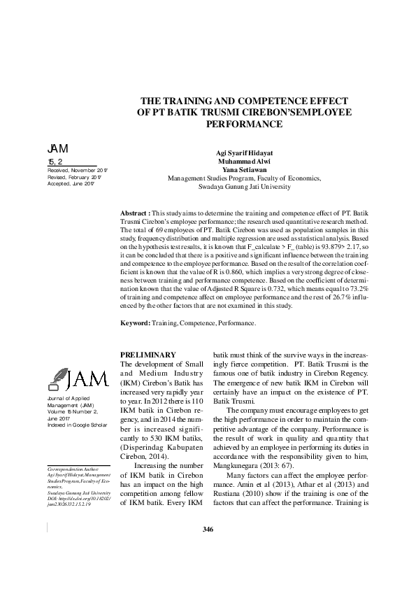 (PDF) The Training and Competence Effect of PT Batik Trusmi Cirebon ...