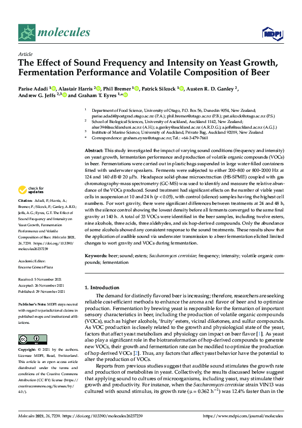 (PDF) The Effect of Sound Frequency and Intensity on Yeast Growth