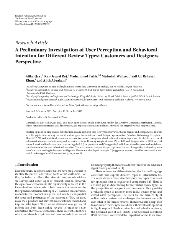 (PDF) Research Article A Preliminary Investigation of User Perception ...