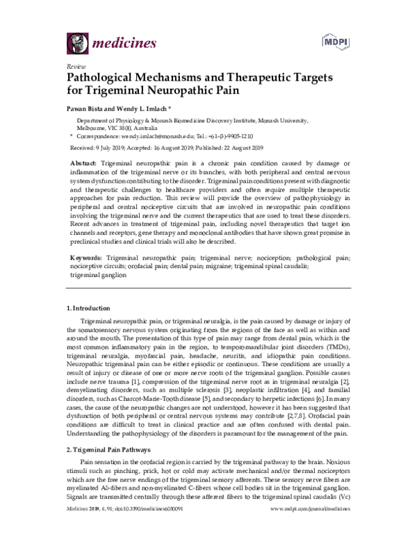 (PDF) Pathological Mechanisms and Therapeutic Targets for Trigeminal ...