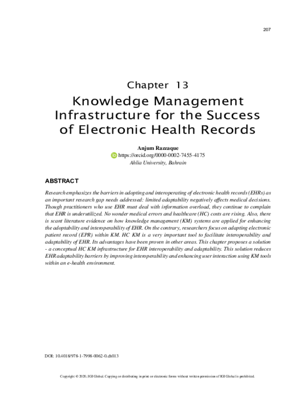 (PDF) Knowledge Management Infrastructure for the Success of Electronic ...