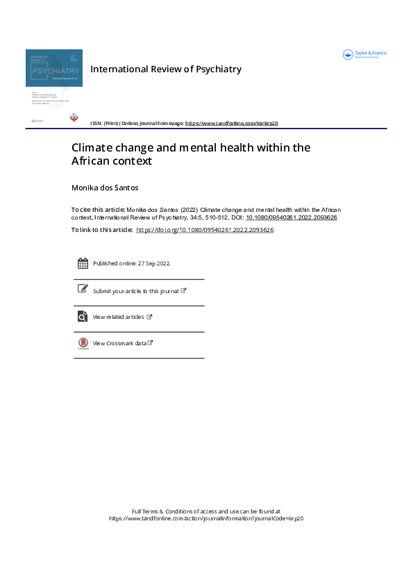 (PDF) Climate change and mental health within the African context