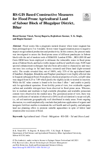 (PDF) RS-GIS Based Constructive Measures for Flood Prone Agricultural ...