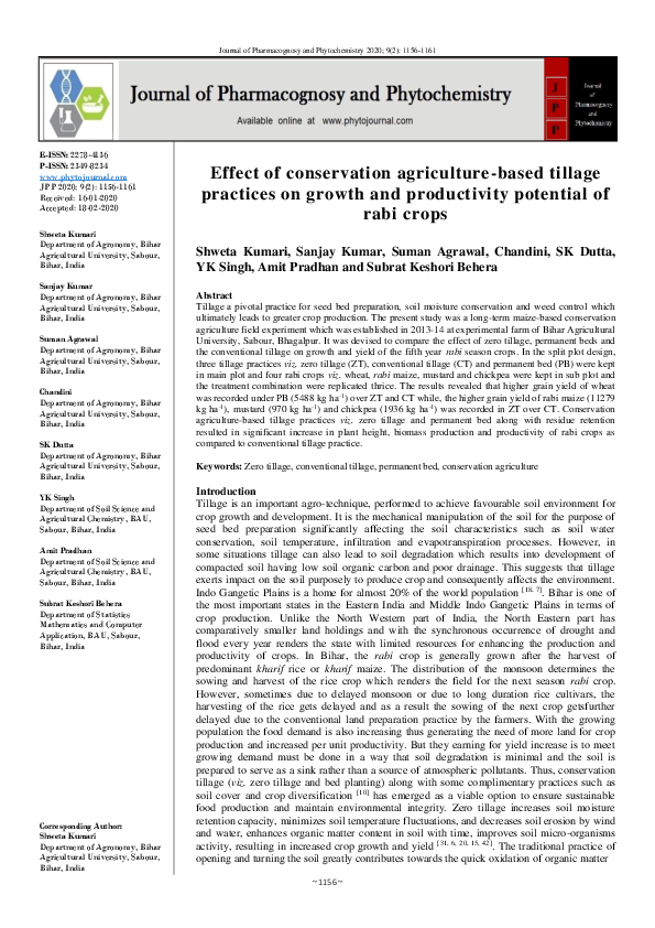 (PDF) Effect of conservation agriculture-based tillage practices on ...