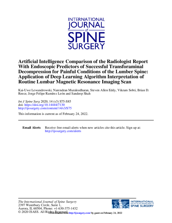 (PDF) Artificial Intelligence Comparison of the Radiologist Report With ...