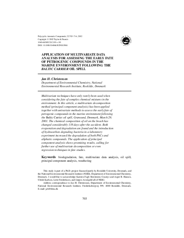 (PDF) Application of multivariate data analysis for rapid ...