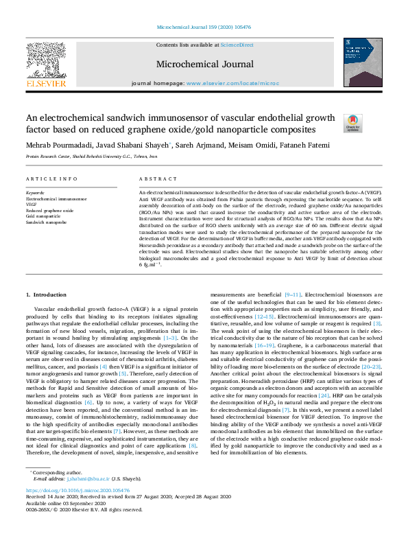 (PDF) An electrochemical sandwich immunosensor of vascular endothelial ...