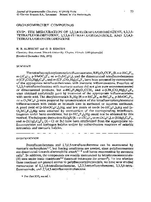 (PDF) Organomercury compounds Glen Deacon Academia.edu