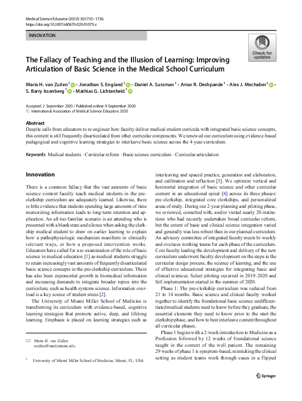 (PDF) The Fallacy of Teaching and the Illusion of Learning: Improving ...