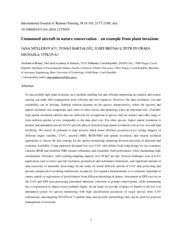 (PDF) Unmanned aircraft in nature conservation: an example from plant ...